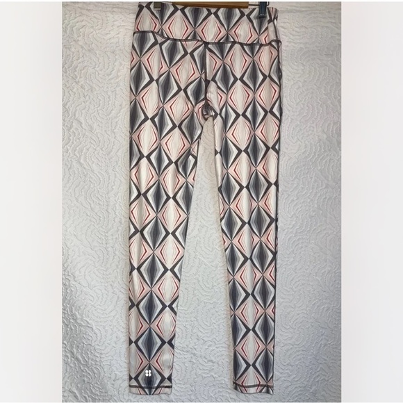 SWEATY Betty Leggings Womens Red Geometric Print Power 7/8 Yoga Size Small - Picture 2 of 7